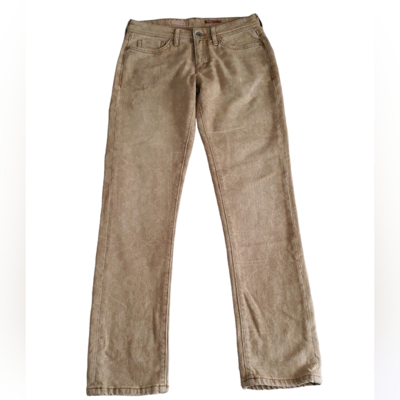 Pilcro Anthropologie 25R Slim Boyfriend Tan Floral Stencil Jeans - Picture 4 of 17